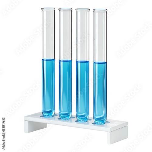 Blue Liquid in Test Tubes on White Stand Display