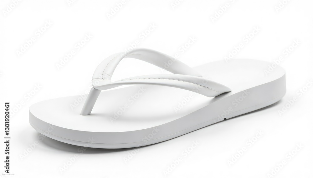 Single white flip-flop, isolated on pure white background, shine, minimal Single white flip-flop, isolated on pure white background, shine, minimal