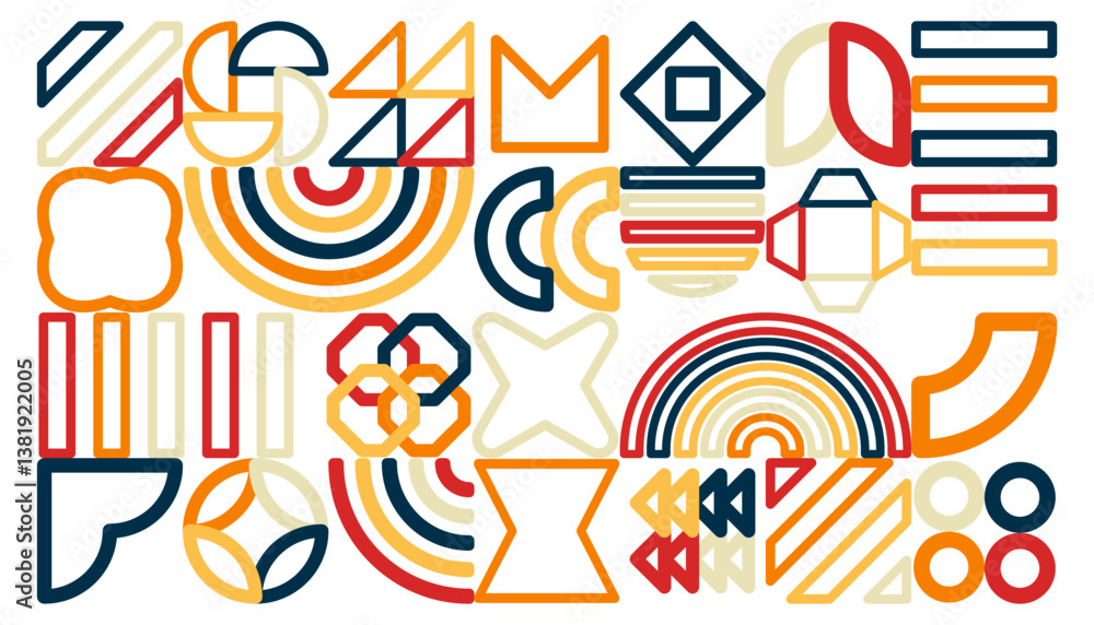 Fototapeta premium Set of geometric shape element use for decoration creative design.