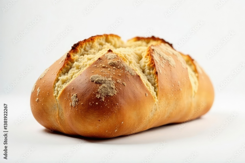 Artisanal bread loaf, rustic style, pure white backdrop , isolated, crumb, country Artisanal bread loaf, rustic style, pure white backdrop , isolated, crumb, country