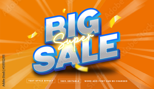 Text effect editable vector graphic of big super sale, perfect for sale promo banner on poster, social media feed, etc.