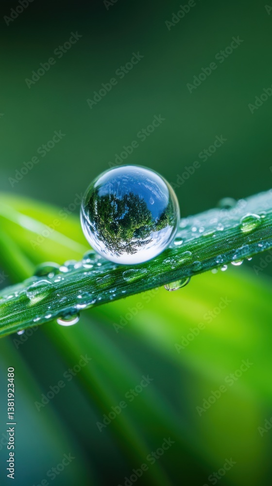 A clear glass sphere reflects a green natural environment nicely A clear glass sphere reflects a green natural environment nicely