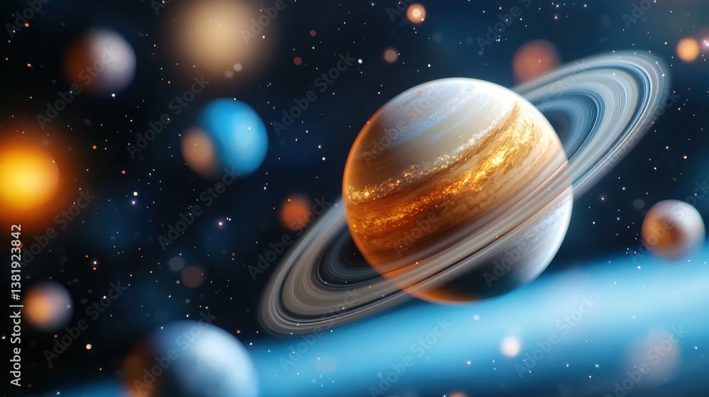 Fototapeta premium Captivating cosmic landscape showcasing the breathtaking beauty and mystery of the vast universe with a stunning array of planets stars nebulae and other celestial wonders in a visually stunning