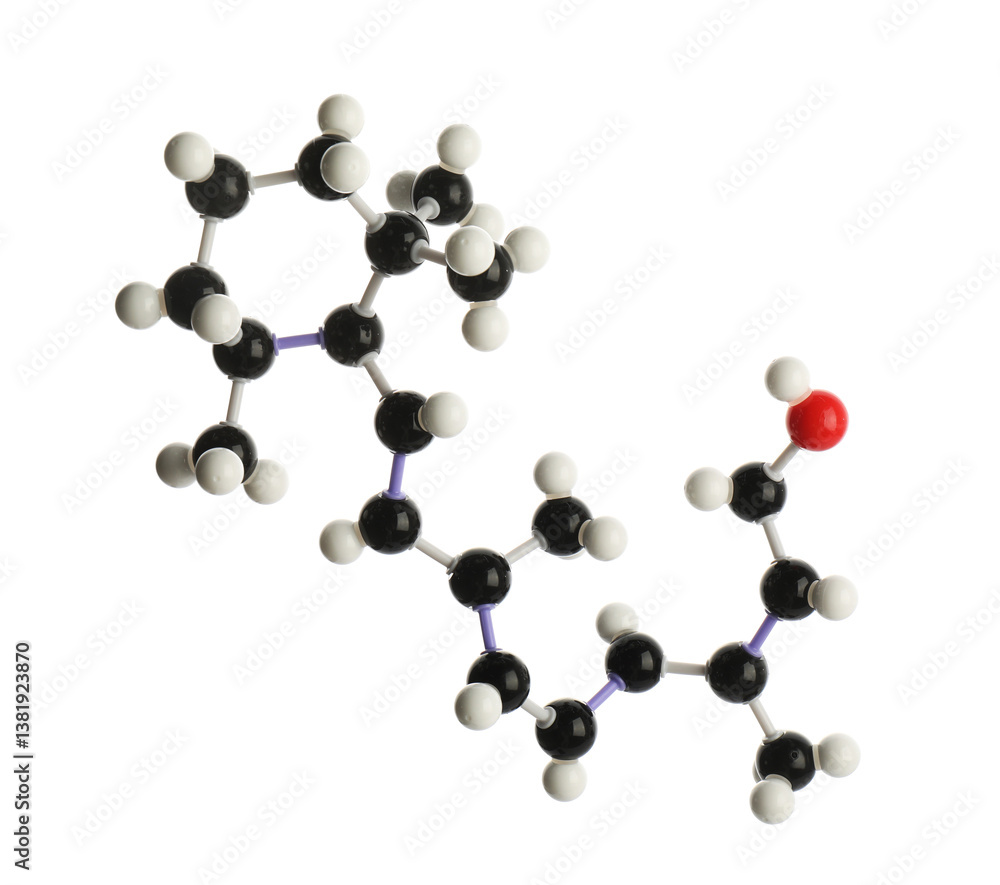 Molecule of retinol (vitamin A) isolated on white. Chemical model Molecule of retinol (vitamin A) isolated on white. Chemical model