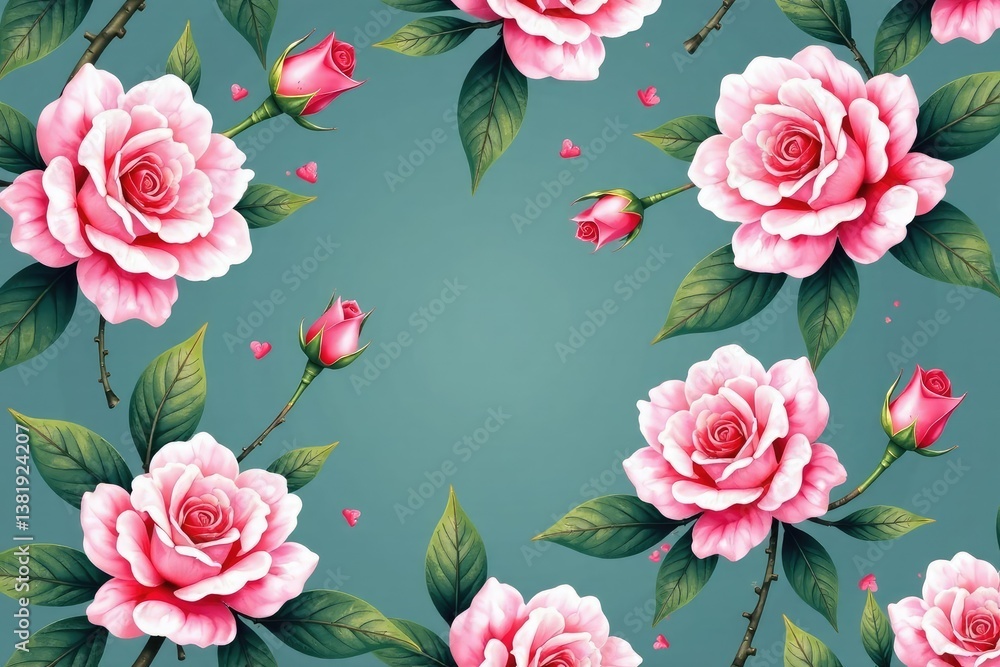 Delicate watercolor rose buds & leaves, repeat seamlessly , elegant, spring, tileable Delicate watercolor rose buds & leaves, repeat seamlessly , elegant, spring, tileable