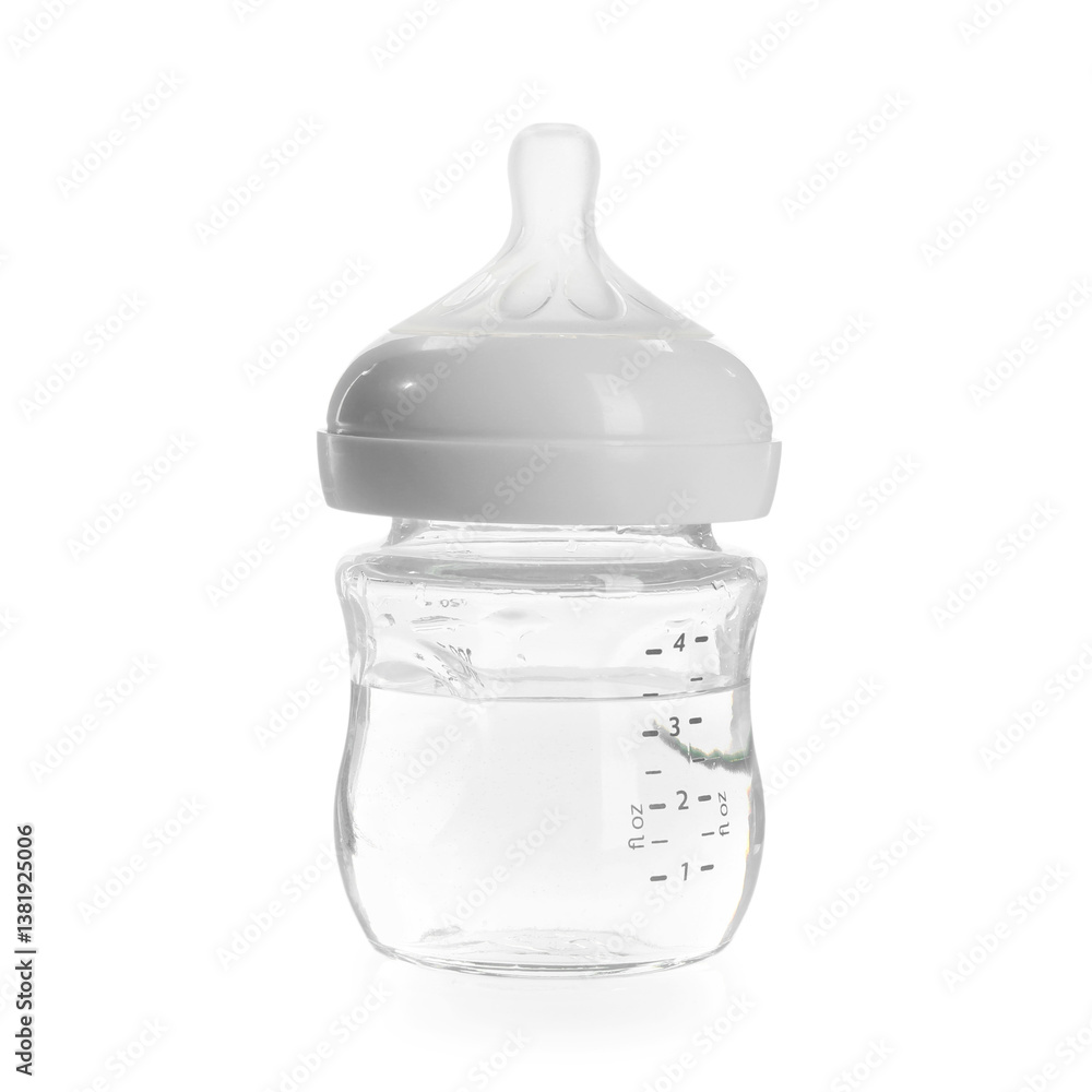 Feeding bottle with water isolated on white Feeding bottle with water isolated on white