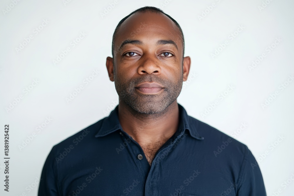 Obraz premium Portrait of mature african male in dark shirt against pale background