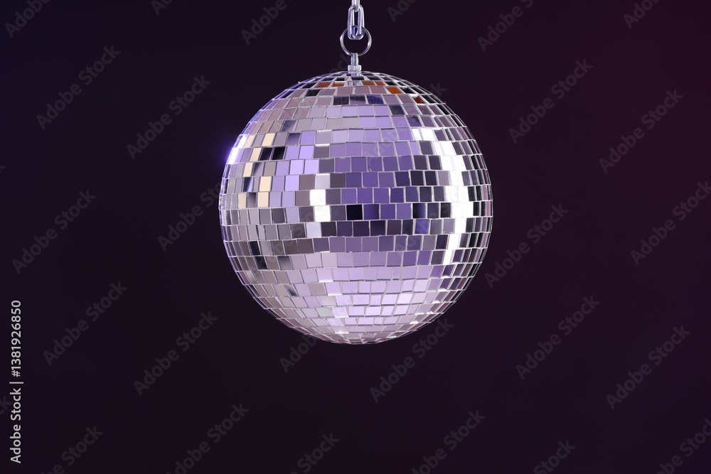 Obraz premium Shiny disco ball on dark purple background