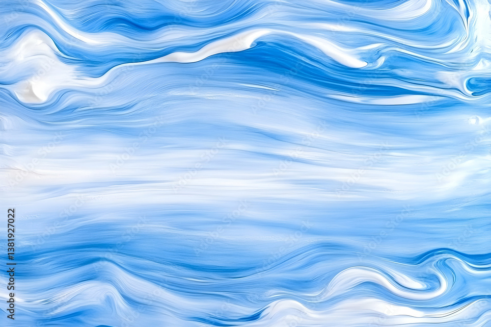 Abstract blue and white fluid acrylic paint swirls background. generative ai Abstract blue and white fluid acrylic paint swirls background. generative ai