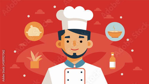 A chef from a popular restaurant inspires students with his journey from culinary school to becoming a head chef.. Vector illustration