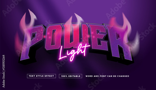 Text effect editable vector graphic of purple fire burn power light, perfect for movie title, game title, etc