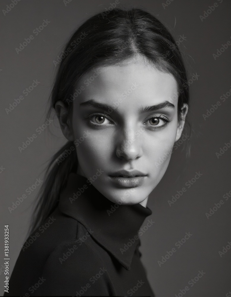MODEL PORTRAIT BLACK AND WHITE FRONT MODEL PORTRAIT BLACK AND WHITE FRONT