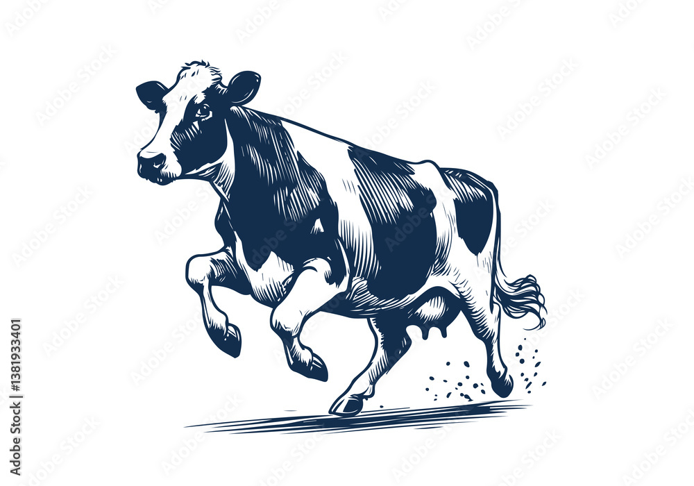 Holstein Friesian cattle hand drawn vector illustration Holstein Friesian cattle hand drawn vector illustration