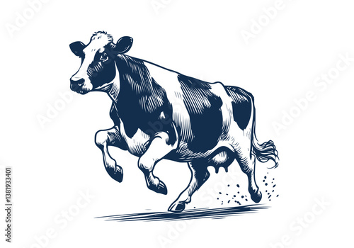 Holstein Friesian cattle hand drawn vector illustration