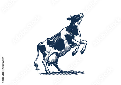 Holstein Friesian cattle hand drawn vector illustration