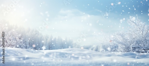 Wallpaper Mural A beautiful background of white snow with falling snowflakes, creating an enchanting winter landscape.  Torontodigital.ca