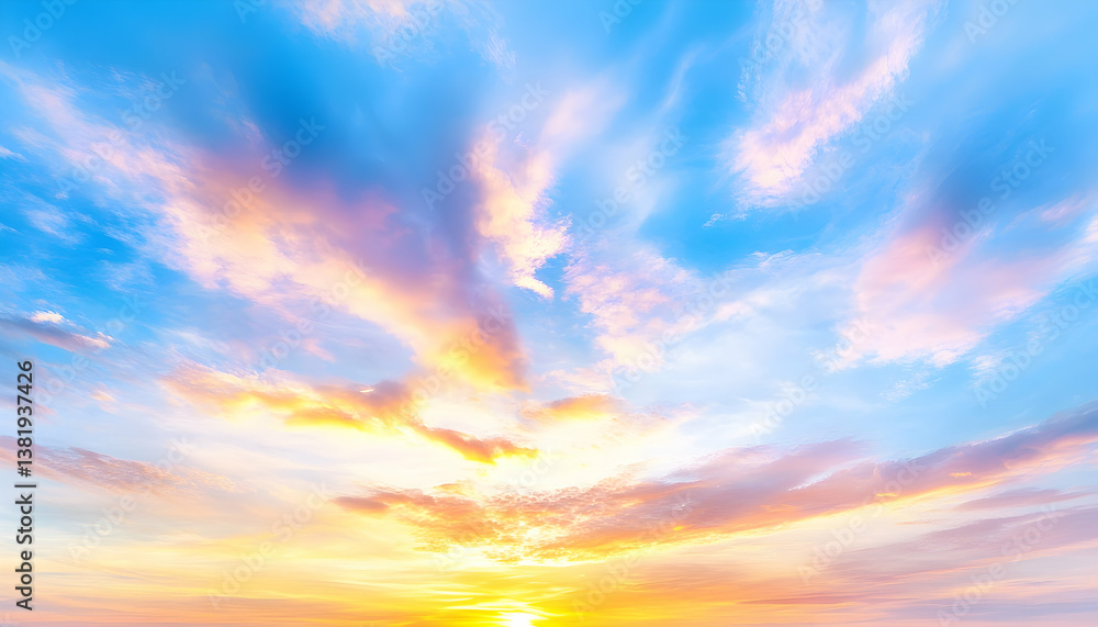 Obraz premium Vibrant sunset sky with colorful clouds. generative ai