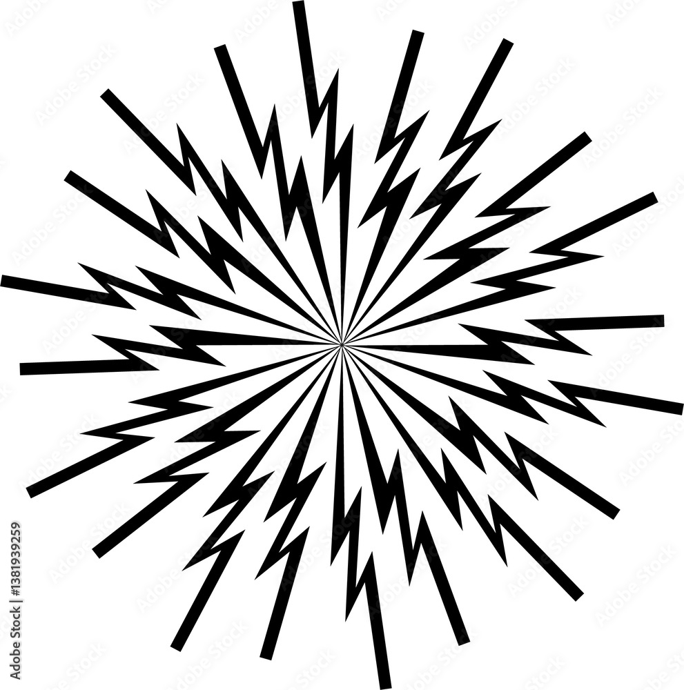 Fototapeta premium Random radial lines explosion effect. Radiating stripes circular pattern