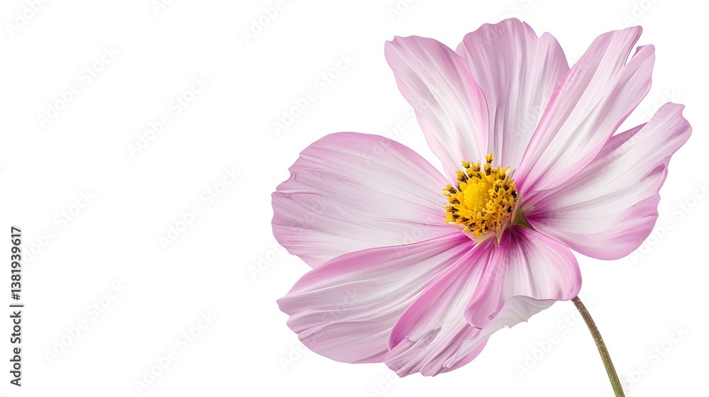 Pink cosmos flower, isolated on white background. Delicate, detailed floral beauty for botanical or spring designs. Pink cosmos flower, isolated on white background. Delicate, detailed floral beauty for botanical or spring designs.