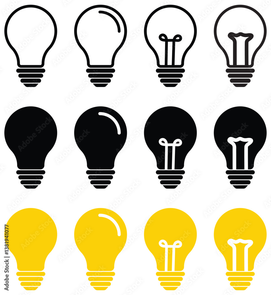 light bulb icon set light bulb icon set