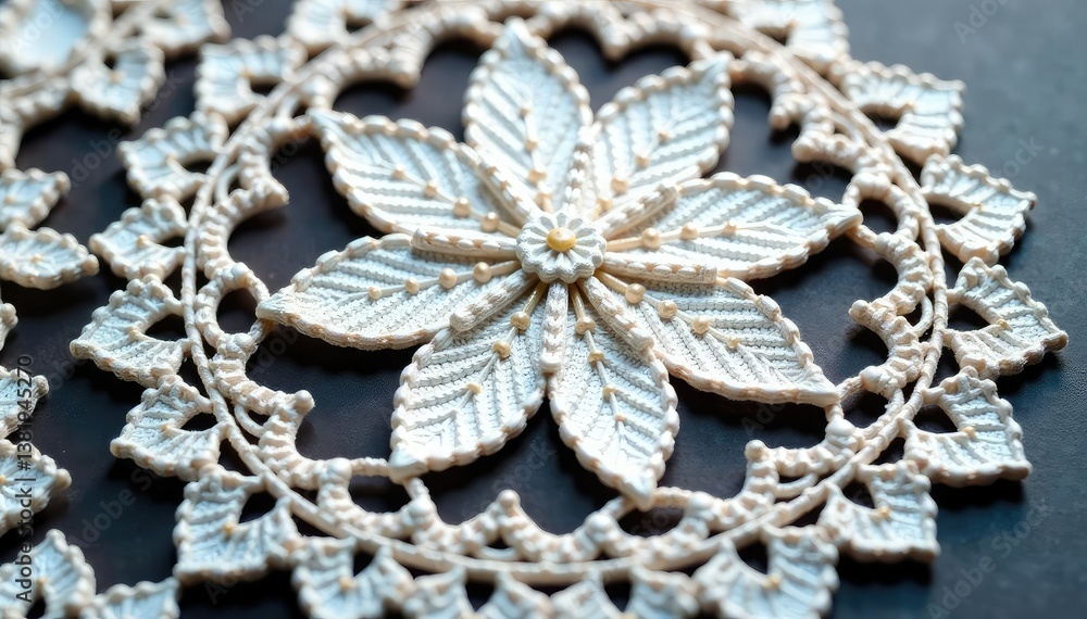 Obraz premium Intricate floral lace doily, delicate texture , handmade, embroidery