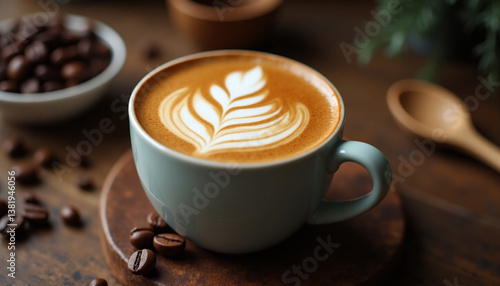  Cappuccino with Latte Art + Steaming Hot Coffee + Café Aesthetic