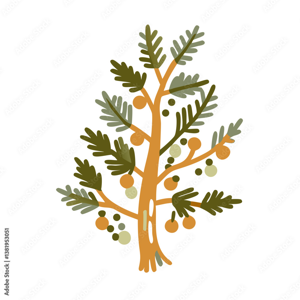 Fototapeta premium Stylized Christmas Tree Illustration with Ornaments