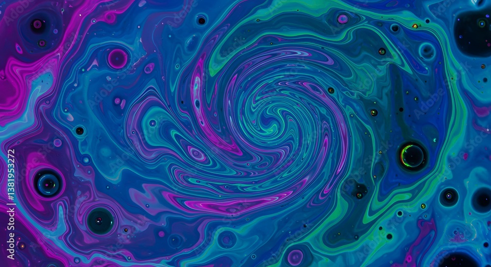 Fototapeta premium Swirling Neon Abstract Galaxy.