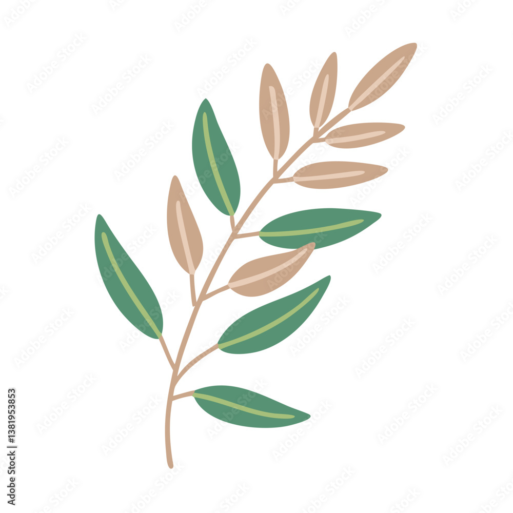 Naklejka premium Lemon Eucalyptus Branch Vector Illustration