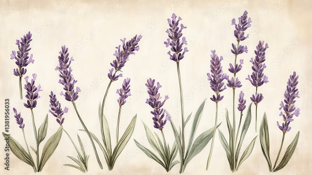 Fototapeta premium Lavender Floral Illustration Art