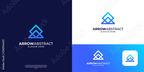 Abstract arrow up logo template. Combine square and triangle shape logo symbol. Usable for modern business and corporate.