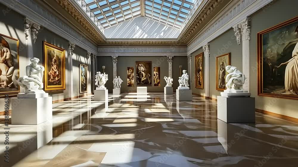 Sunlit Gallery: Classical Sculptures and Paintings Sunlit Gallery: Classical Sculptures and Paintings