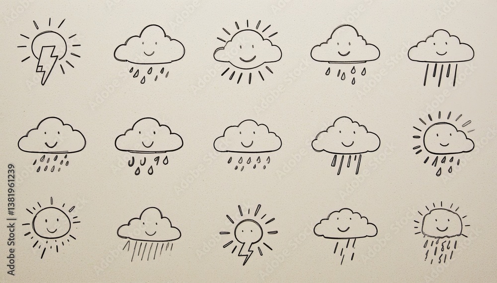 Hand-drawn weather icons Hand-drawn weather icons
