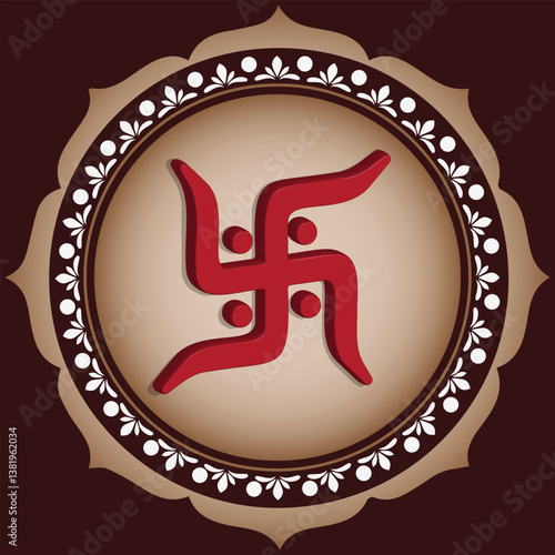 This image represents the Swastik, a sacred and auspicious symbol in Hinduism, Buddhism, and Jainism. The Swastik is associated with prosperity, good fortune, and positivity. 