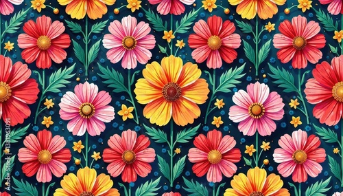 Wallpaper Mural Intricate floral design, repeating seamlessly , illustration, floral Torontodigital.ca