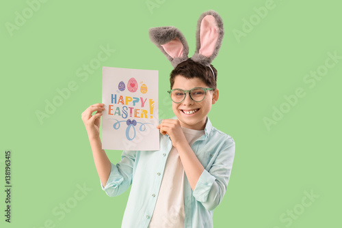 Teenage boy in bunny ears h...