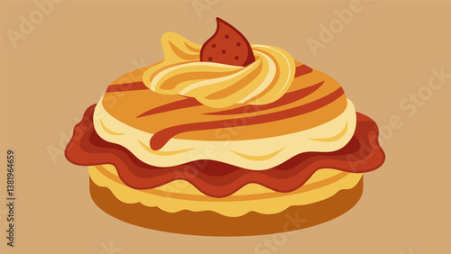 A savory twist on the classic dessert featuring layers of puff pastry filled with a rich blend of bacon caramelized onions and Gruyere cheese.. Vector illustration