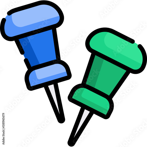 blue push pin isolated