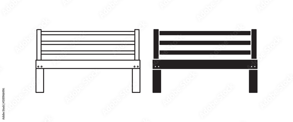 front view garden bench icon set front view garden bench icon set