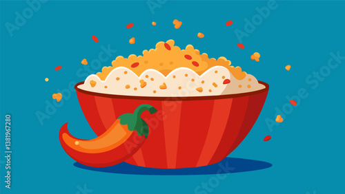 A big bowl of buttery popcorn seasoned with chili powder and Parmesan for a unique and addictive take on a classic snack.. Vector illustration
