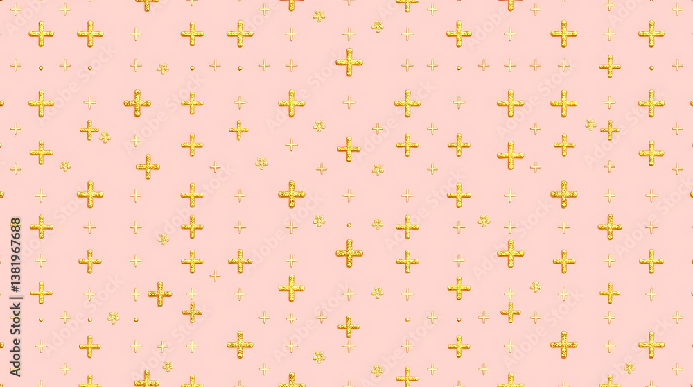 Gold modern minimal floral geometric seamless pattern. Simple vector gold and pink abstract background with small flowers, tiny crosses, grid, and lattice. Subtle minimalist repeat texture Gold modern minimal floral geometric seamless pattern. Simple vector gold and pink abstract background with small flowers, tiny crosses, grid, and lattice. Subtle minimalist repeat texture