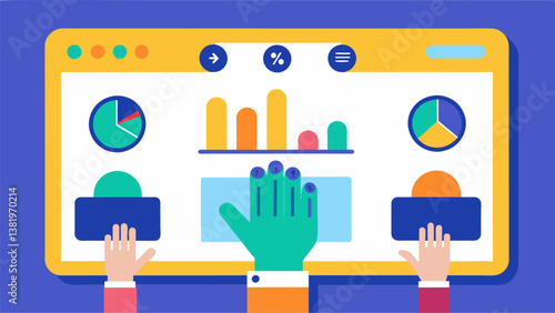 A handson sorting activity where visitors can physically manipulate different data sets and see how they compare and contrast.. Vector illustration