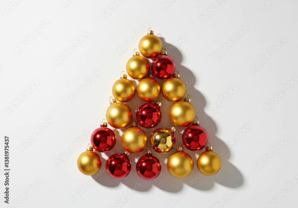 Christmas ornaments tree shape arrangement Christmas ornaments tree shape arrangement