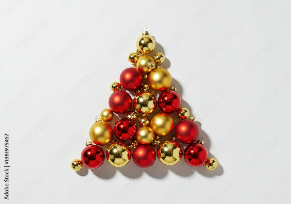 Christmas ornaments tree shape arrangement Christmas ornaments tree shape arrangement