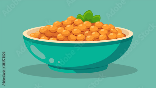 A bowl of seasoned chickpeas roasted until crispy and tossed in garlic olive oil and es.. Vector illustration
