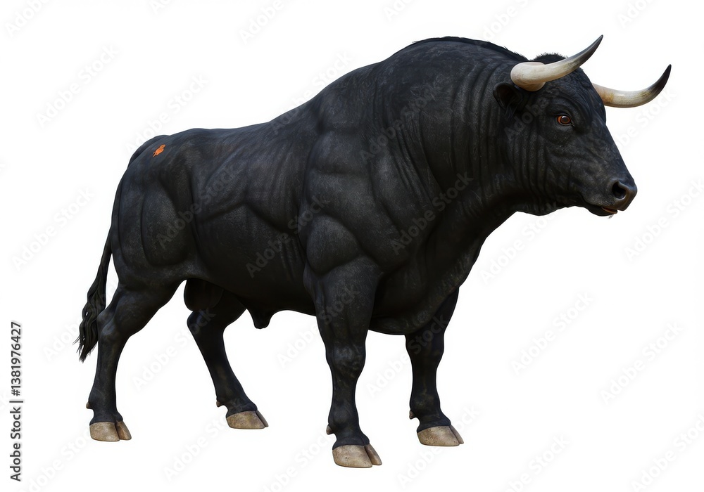 Obraz premium Massive black bull sharp horns