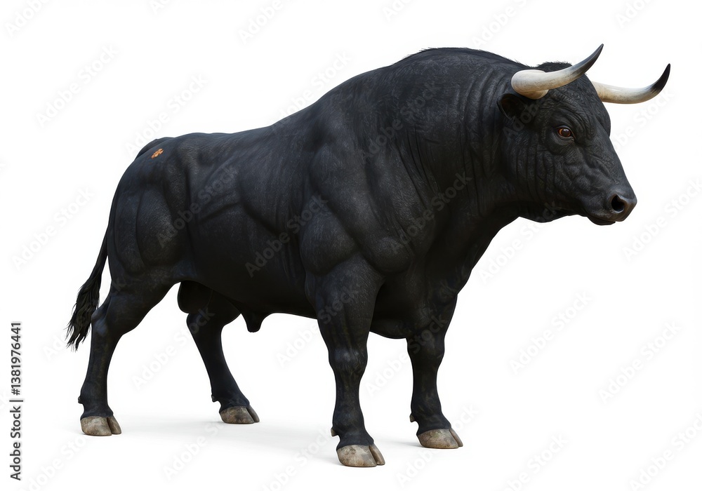 Obraz premium Massive black bull sharp horns