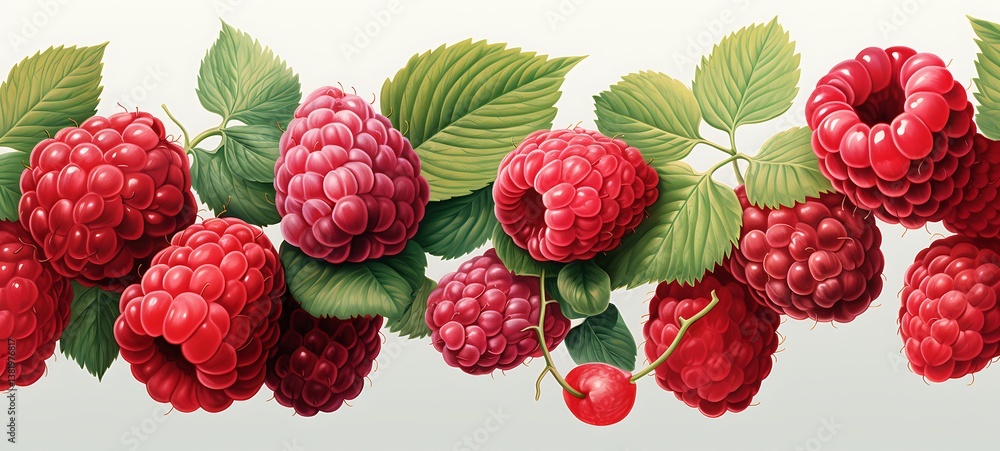 White background with drawings of colorful blueberry cherry for children, ai generative White background with drawings of colorful blueberry cherry for children, ai generative