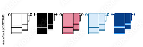 Towel Icon Set Multiple Style Collection