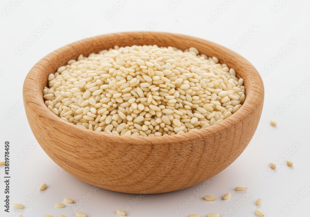 Wooden bowl sesame seeds beige Wooden bowl sesame seeds beige